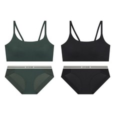 게스 속옷 언더웨어 노와이어2종택1백포인트 밴드 브라탑팬티세트ODWBR491BP491 BGA085 EVW755