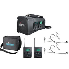 MIPRO MA-100D 雙頻道迷你無線喊話器, 無分色(含收納包), 1箱, 配2組耳掛麥克風