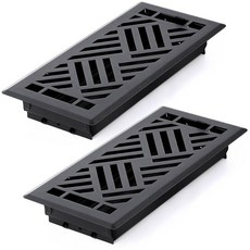 Blulu 4팩 바닥 레지스터 10.2cm x 30.5cm(4인치 x 12인치) 블랙 벤트 커버 튼튼한 걷기 쉬운 스틸 바닥 벤트 커버 쉬운 공기 흐름을 위한 대각선 패턴, 2, 4x10 Inch