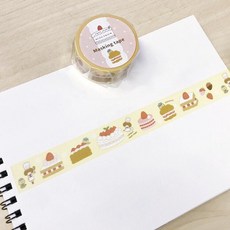 莫莫日貨 mizutama x カモ井聯名CAKE SHOP系列和紙膠帶 (共四款) 手帳裝飾 DIY素材, 1個, 01.草莓