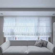 무드레시피 화이트 구름 로만쉐이드 쉬폰 블라인드 거실 안방 맞춤