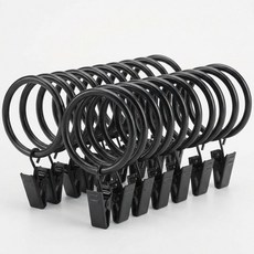osshop 커튼 고리링 집게링 고리 집게, 블랙 25mm, 20개, 커튼집게