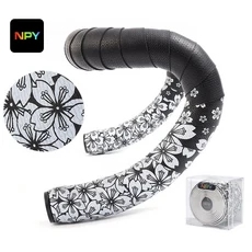 BUCKLOS 사이클링 핸들 바 테이프 부드러운 충격 방지 라이딩 랩 EVA PU 자전거 미끄럼 벨트 엔드 플러그, 07 MEMPHIS-BLACK, 1개