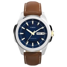 TIMEX 天美時 Essex Day and Date 45 毫米皮革錶帶腕錶 TXTW2Y38100