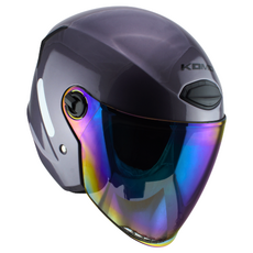 코모 디라이트 D-LIGHT 초경량 오픈페이스 헬멧 5종 쉴드, 유광그레이 레인보우쉴드