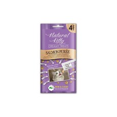 Natural Kitty 自然小貓 機能保健低磷肉泥 鮭魚皮毛照護 貓咪點心 12g x 4入, 4個, 鮭魚-皮毛保健, 鮭魚