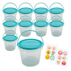 정담 손잡이 원형 구디백 바스켓 소형 800ml, 10개입+스티커2장(12P), 민트