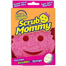 Scrub Daddy 양면 텍스처 교체 스폰지/스크러버 - 흡수력이 뛰어난 스폰지 사이드 - 스크럽 엄마 (핑크) - 1개입