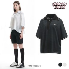 [스팍스]여성 오버핏 반팔 오픈카라 티셔츠 SN6LTS031