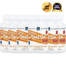 3+3 노르딕 내추럴스 어린이 오메가3 천연 과일 맛 딸기맛 소프트젤 30정, 6개