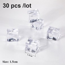 30 개몫 투명 얼음 인공 맥주 위스키 소다 음료 사진 소품에 대 한 여러 가지 빛깔의 짓 눌린 diy 장식, 1.5cm 아이스 큐브, 1개