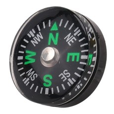 기름으로 채워진 단추 나침반 - 초소형 20mm - 미니 SAS 서바이벌 부시크래프트, 검은색, 1개