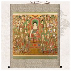 석가모니 불교 족자 아미타불 부처님 보살 그림 액자 탱화 풍수 법당 사찰 화이트 족자 전체 족자 90x65, 다크베이지 족자, 전체 족자 80x55