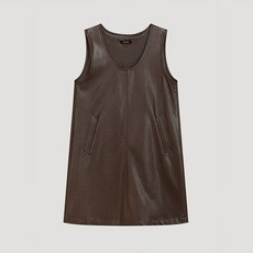 [백화점 정품] 시스티나 [25 FW] 레더 A라인 레이어드 원피스