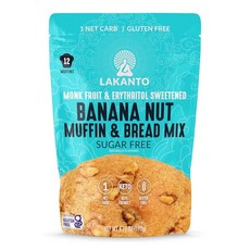 라칸토 무설탕 바나나 너트 머핀 및 브레드 믹스 - 몽크 프 Lakanto Sugar Free Banana Nut Muffin and Bread Mix - Sweetened wit, 7.06온스(1팩), 192g, 1개