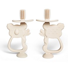 DFMEI 嬰兒防吃手卡通考拉牙膠 寶寶嬰兒硅膠牙刷食品級磨牙考拉牙膠, 1個, 如圖, 膚色