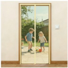 베이지색 유리섬유 자석식 방충망 커튼 자동 닫힘 사이즈, 1. 베이지