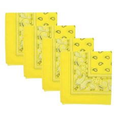 Motique Accessories 네온 페이즐리 반다나 - 4개 세트 옐로우 핑크 265449 4417551825, 네온 옐로우