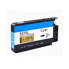HP 937XL 副廠墨水匣 - 適用於 HP 9730 9110b 9120 9130 印表機 (黃色墨水), 937XL藍色, 1個