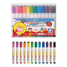 雄獅 SM-001 奶油獅 可水洗印章彩色筆 (12色) ，安全無毒、色彩鮮明、輕鬆清洗，激發孩子無限創意, 1個