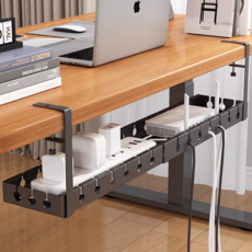 즐켓 길이조절 무타공 멀티탭 거치대 정리 트레이, 1개, 블랙