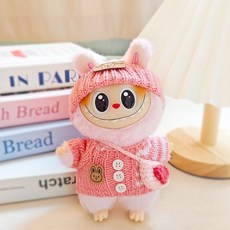 라부부 팝마트 LABUBU 17cm 니트 옷 액세서리 시리즈, 핑크 니트 3 점 세트
