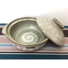 萬古燒 日本製 銀峰 Ginpo 花三島, 1個, 6號砂鍋, 約(含握把長度)20