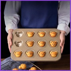 곰돌이마들렌 빵틀 베이킹 마들렌 틀 깊은 팬 미니 곰돌이마들렌틀 베이킹틀, 셸 6개