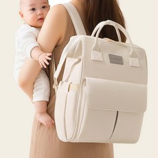 YF 초경량 기저귀 가방 방수 여성 백팩 패션 유모차 가방 대용량, 아이보리