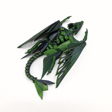 台灣爆款 打印玩具 3D 爆款 3d打印高級鏤空飛龍坐騎BJD模型配套寵物個性桌面擺件手辦, 1個, 黑綠