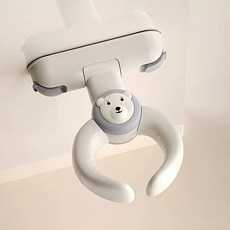 접이식 벽부착 샤워 손잡이 간편설치 욕실 안전 핸들 휴대용, 1개, C. 곰돌이 회색
