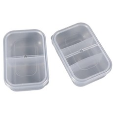 학교과학실 물체정리 2칸나눔 사각용기 5p 놀이과학 투명케이스 멀티박스, 2세트, 0ml