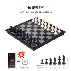대형 체스 세트 대회용 접이식 자석 체스판, 블랙앤화이트 중형 2개