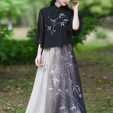 여성 계량한복 드레스 결혼식 데일리룩 쉬폰 철릭 플라워