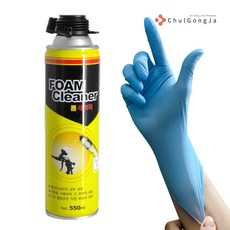 철공자 타이거폼 크리너 + 작업장갑 우레탄 폼 실리콘 스프레이 제거 세척제 클리너, 2세트