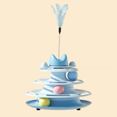 多層貓咪轉盤玩具 逗貓益智玩具, 天藍藍, 1個