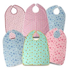 (주)더해피 노인방수 턱받이, 벨크로형성인턱받이-플라워스카이, 1개