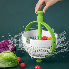 올인원 회전 야채탈수기 샐러드탈수기, 녹색, 5개