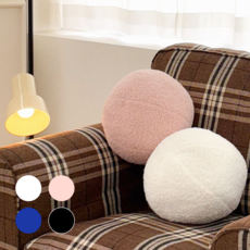 헤이루미 부클레 볼 쿠션 원형 동그란 인테리어 장식품, 핑크