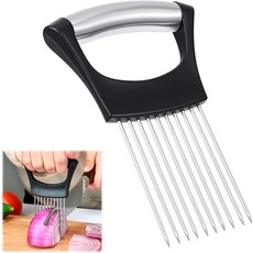 대형 양파 슬라이스 홀더 스테인리스 스틸 채퍼 야채 커터 10개의 긴 바늘이 달린 다용도 주방 슬라이서 도구 고기 토마토 감자 레몬용 식품 보조제