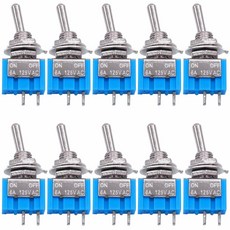 10PCS DPDT 미니 ON OFF 2PIN 토글 6A 125V 소형 스위치 위치, 3XL 사이즈