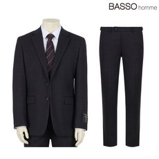 바쏘옴므 남성 정장세트 오미스 울 블렌디드 슬림핏 인디고 수트 상하의 셋업 출근룩 하객룩