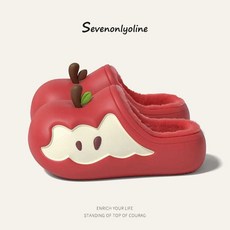 【兒童室內拖鞋】可愛蘋果防水兒童棉拖鞋冬季女童男童居家毛絨保暖防滑親子棉拖鞋