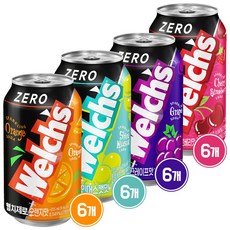 웰치스 제로4종 오렌지6개+포도6개+체리6개+샤인머스캣6개 24캔, 1세트, 355ml