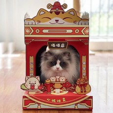 招财猫屋【喵喵庙】双层上下铺猫窝, 1個, 招财猫屋【喵喵庙】