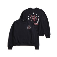 엠오오 오버핏 윌로우 로고 스웨트 셔츠 - 네이비