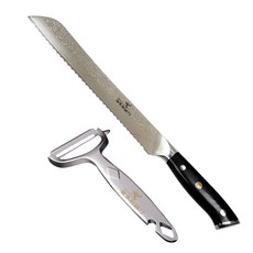 【金永利鋼刀】龍紋大馬士革鋼麵包刀23cm (送鋅合金刨刀), 1個