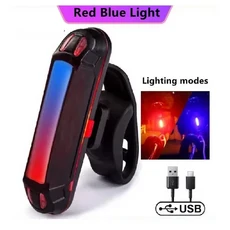 자전거 테일 라이트 액세서리 USB 충전식 사이클링 미등 LED 안전 경고 리어 램프 쉬운 설치 랜턴, 04 Red blue light, 1개