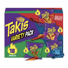 타키스 푸에고 블루히트 또띠아 칩 버라이어티팩 18개세트 511.2g Takis Mix Variety Pack, 18개