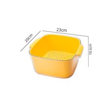 廚房大號多功能瀝水籃家用加厚雙層塑料洗菜籃特大號洗菜盆瀝水籃, 1個, 中號透明-黃色雙層瀝水籃【PET+PP】